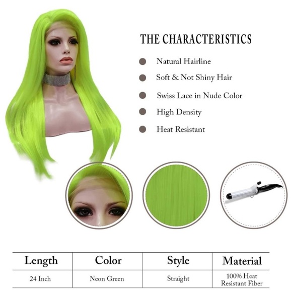 Lime Green Lace Front Wig - Picture 6 of 6